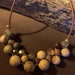 Semi Precious Natural Stone Beaded Earth Tone Fashion Necklace Woman’s Jewelry
